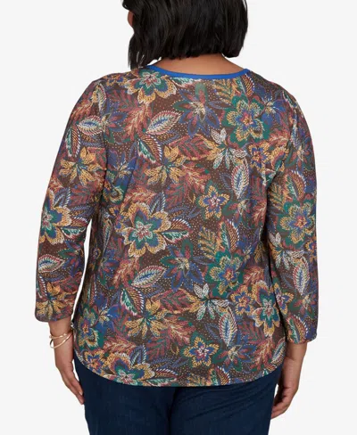 Ruby Rd. Plus Size Textured Floral Print Knit Top In Multi