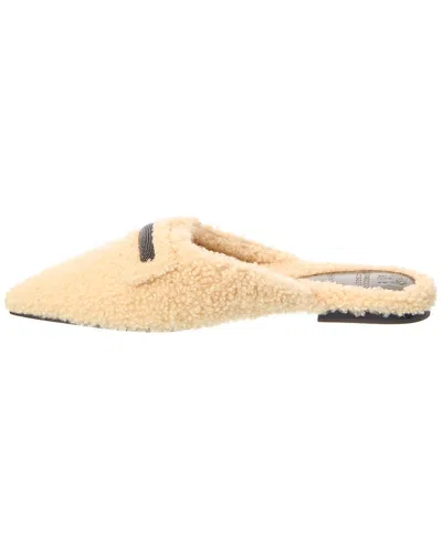 Brunello Cucinelli Shearling Mule In Neutral