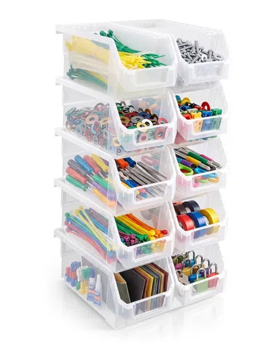 Sorbus Medium Stackable Garage Storage Bins - Set Of 10 In Multi