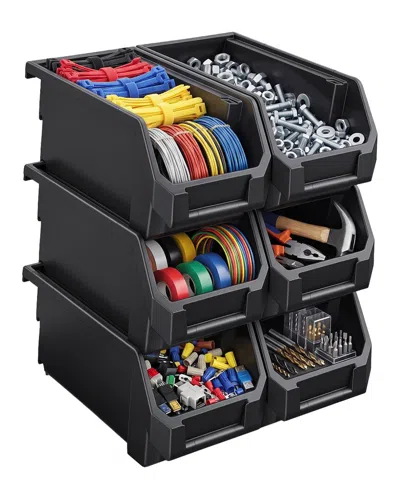 Sorbus Medium Stackable Garage Storage Bins - Set Of 6 In Multi