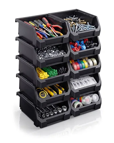 Sorbus Small Stackable Garage Plastic Storage Bins - Set Of 10 In Multi