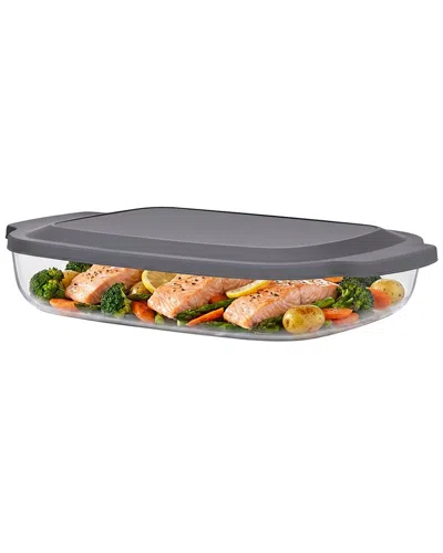 Sorbus Rectangular Glass Baking Dish Set With Lids In Gray