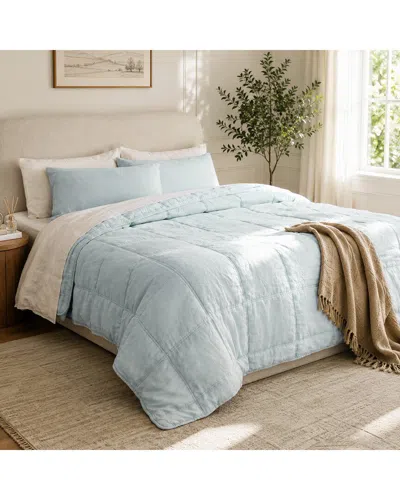 Awesome Home Linen Solid Comforter Set In Green