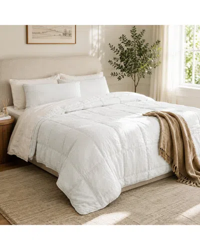 Awesome Home Linen Solid Comforter Set In White