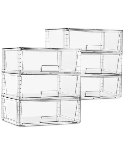 Sorbus 6-pack Xl Stackable Plastic Pull-out Drawer Organizer Bins In Transparent