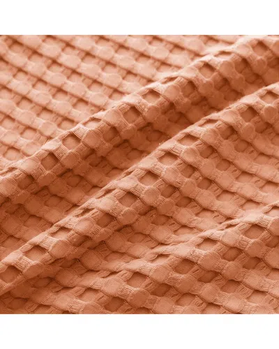 Awesome Home 300 Thread Count Waffle Large Grid Pattern Blanket In Orange