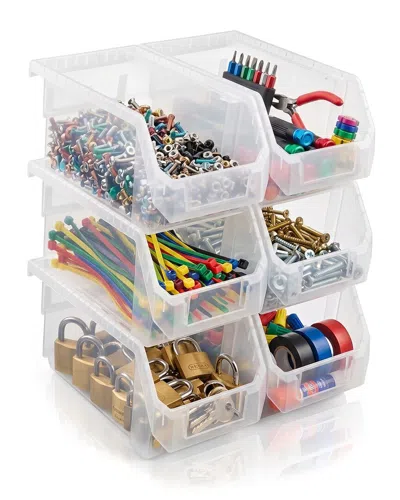 Sorbus Medium Stackable Garage Storage Bin - Set Of 6 In Multi