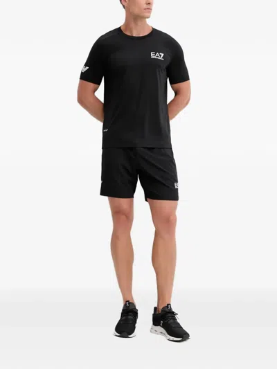Ea7 Chest Logo T-shirt In Black