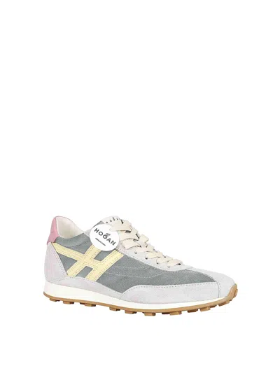 Hogan Technical Fabric And Leather Sneakers In Multi