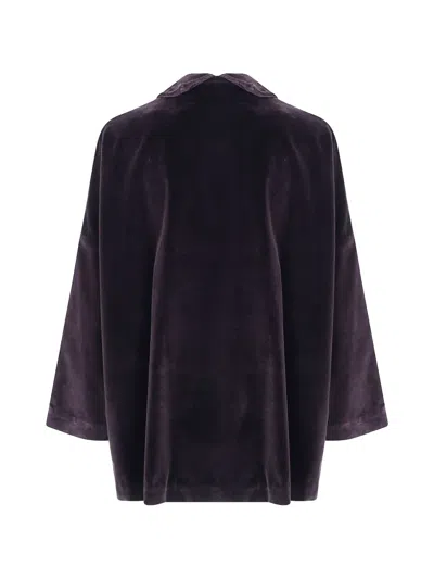 Daniela Gregis Velvet-effect Notch-lapel Oversized Jacket In Brown
