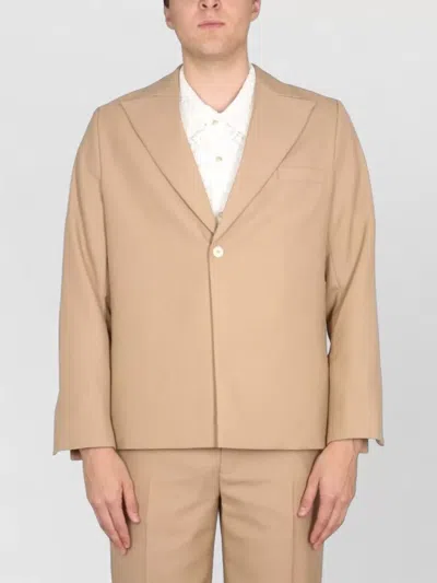 Séfr Single Breasted Blazer Notch Lapel Chest Pocket In Brown