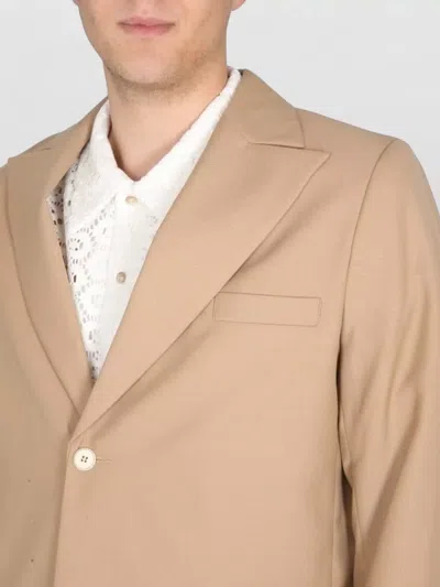 Séfr Single Breasted Blazer Notch Lapel Chest Pocket In Brown