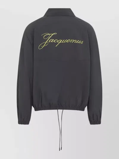 Jacquemus Hooded Jacket Elastic Cuffs Drawstring Hem In Gray