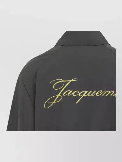 Jacquemus Hooded Jacket Elastic Cuffs Drawstring Hem In Gray