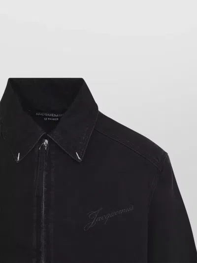 Jacquemus Canvas Coat Front And Back Pockets In Black