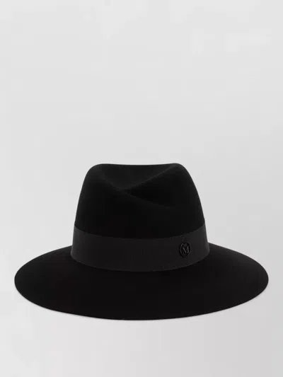 Maison Michel Virginie Wool Hat Wide Brim Ribbon In Black