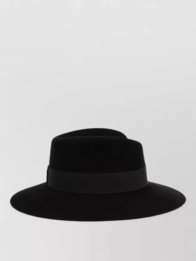 Maison Michel Virginie Wool Hat Wide Brim Ribbon In Black