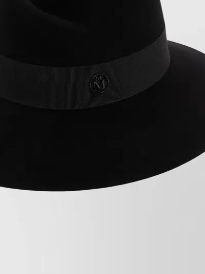 Maison Michel Virginie Wool Hat Wide Brim Ribbon In Black