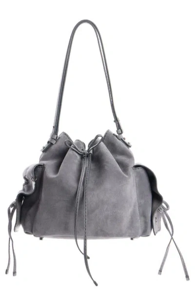 Acne Studios Multipocket Suede Bucket Bag In Gray