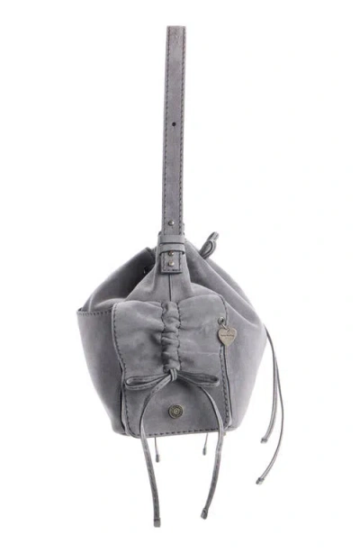 Acne Studios Multipocket Suede Bucket Bag In Gray