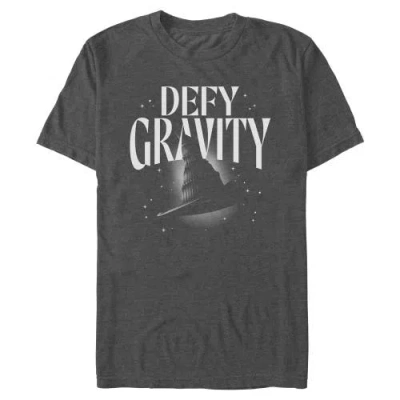 Wicked Defy Gravity Witch Hat Graphic T-shirt In Gray