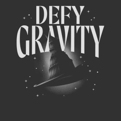 Wicked Defy Gravity Witch Hat Graphic T-shirt In Gray