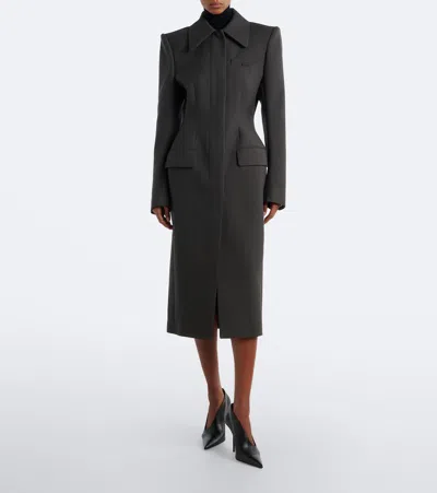 Mugler Wool Coat In Grey