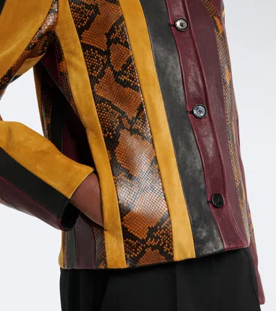 Proenza Schouler Striped Suede-trimmed Snake-effect Leather Jacket In Multi