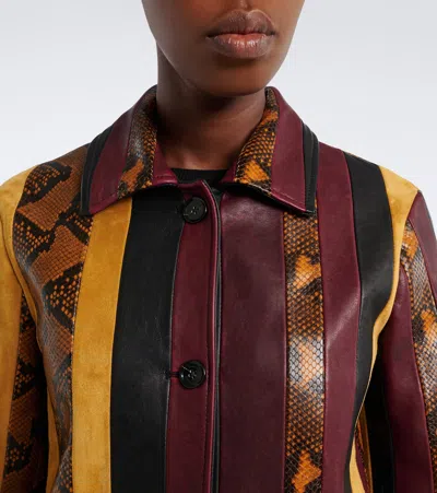 Proenza Schouler Striped Suede-trimmed Snake-effect Leather Jacket In Multi