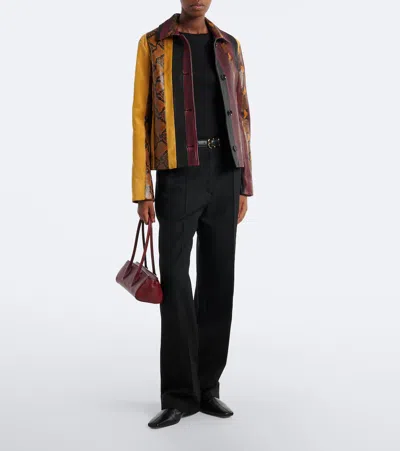 Proenza Schouler Striped Suede-trimmed Snake-effect Leather Jacket In Multi