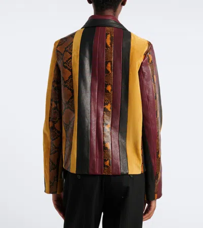 Proenza Schouler Striped Suede-trimmed Snake-effect Leather Jacket In Multi