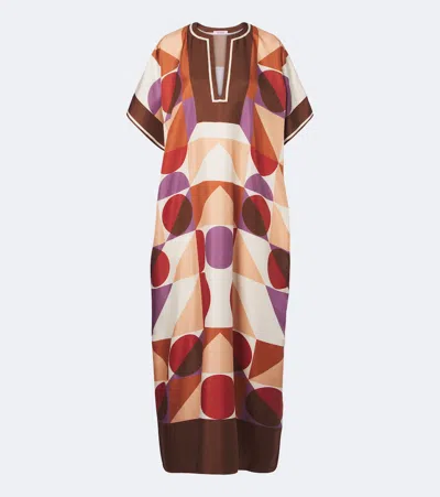 Eres Berry Printed Silk Twill Kaftan In Multi