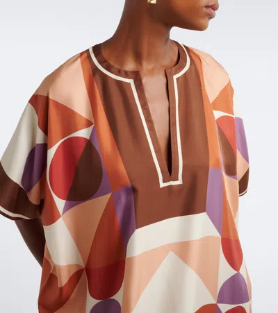 Eres Berry Printed Silk Twill Kaftan In Multi