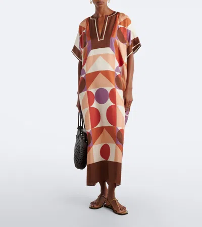 Eres Berry Printed Silk Twill Kaftan In Multi
