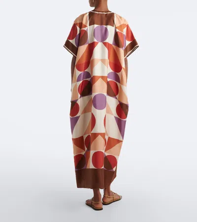 Eres Berry Printed Silk Twill Kaftan In Multi