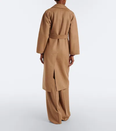 Max Mara Wool Wrap Coat In Beige