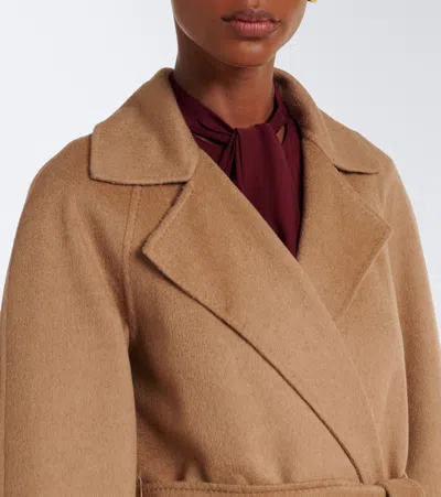 Max Mara Wool Wrap Coat In Beige