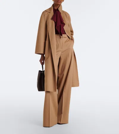 Max Mara Wool Wrap Coat In Beige