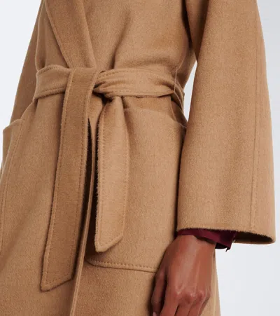 Max Mara Wool Wrap Coat In Beige