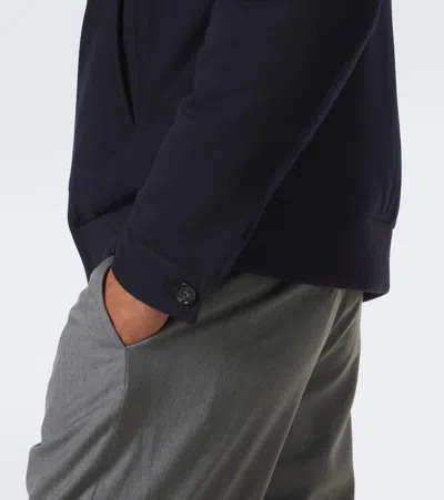 Kiton Wool Bomber Jacket In Blue