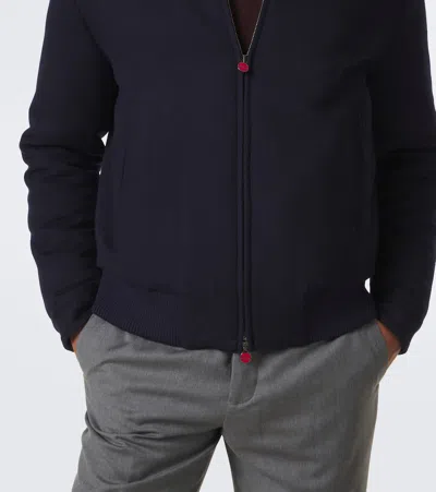 Kiton Wool Bomber Jacket In Blue