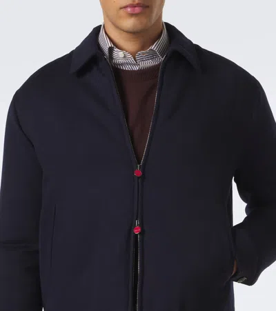 Kiton Wool Bomber Jacket In Blue