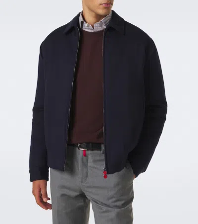 Kiton Wool Bomber Jacket In Blue