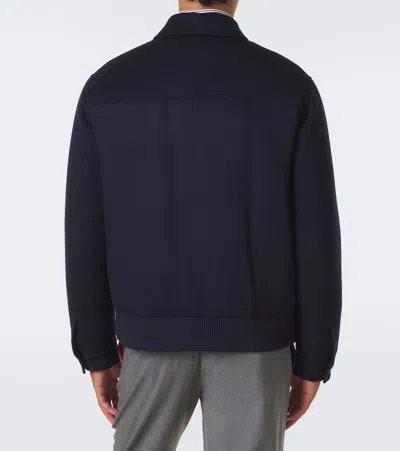 Kiton Wool Bomber Jacket In Blue