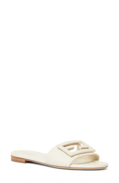Fendi Wide-band Slide Sandals With Ff Baguette Motif In White