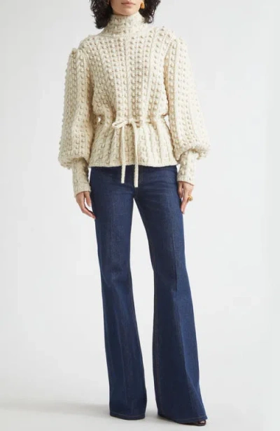 Zimmermann Valiant Embroidered Tie-detailed Wool Sweater In Neutral