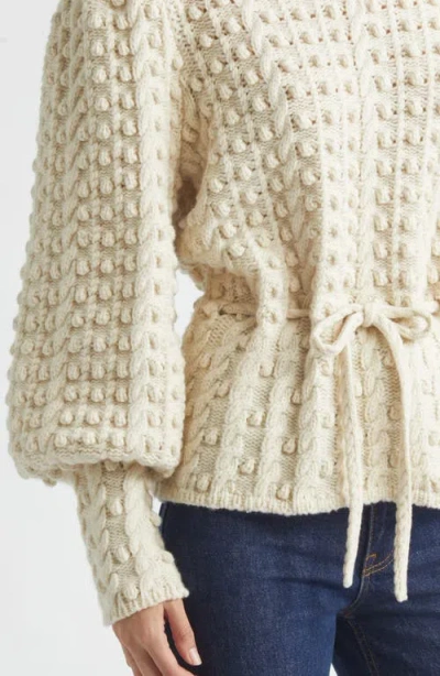 Zimmermann Valiant Embroidered Tie-detailed Wool Sweater In Neutral