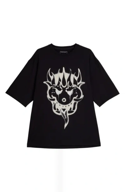 Y-3 Cotton Crew Neck Graphic Print T-shirt In Black