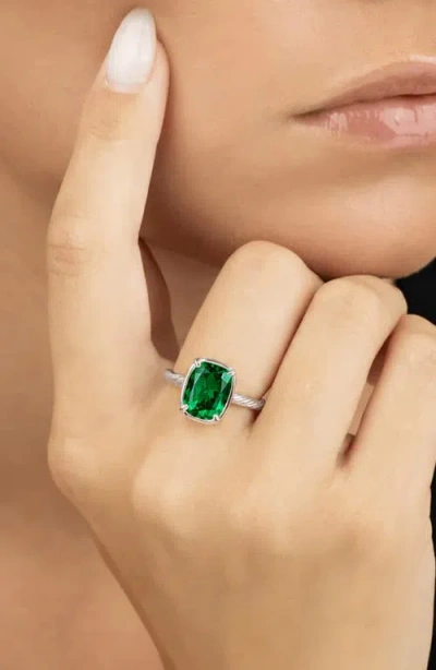 Sterling Forever Sterling Silver Mini Emerald Ring In Metallic