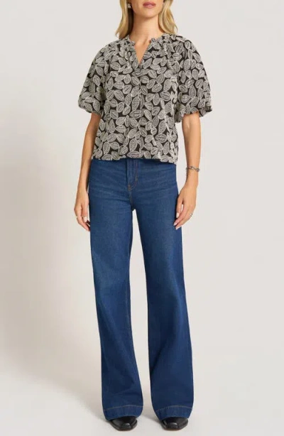 Matty M . Irie Embroidered Leaf Top In Multi